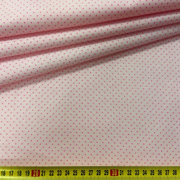 Tissu en coton - Petits points sur rose