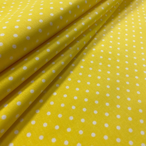 Tissu en coton - Pois jaunes 4 mm