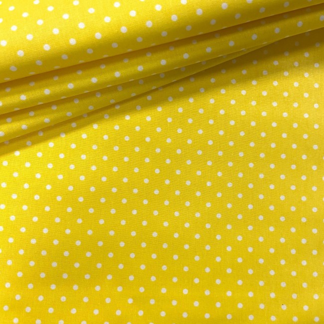 Tissu en coton - Pois jaunes 4 mm