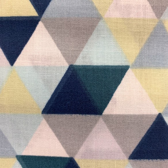 Tissu en coton - Mini triangles gris et émeraudes