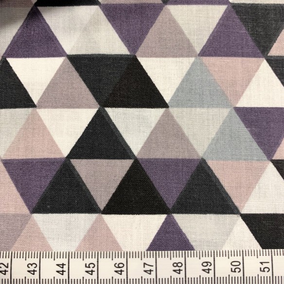 Tissu en coton - Mini triangles violets et noirs