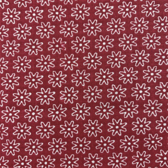 Tissu en coton - Mini fleurs blanches sur rouge