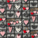 Tissu en coton - cœurs patchwork 3D sur fond gris