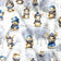 Tissu en coton - animaux de la forêt de Noël avec bonnets bleus