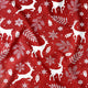 Tissu en coton - rennes de Noël nordiques sur fond rouge
