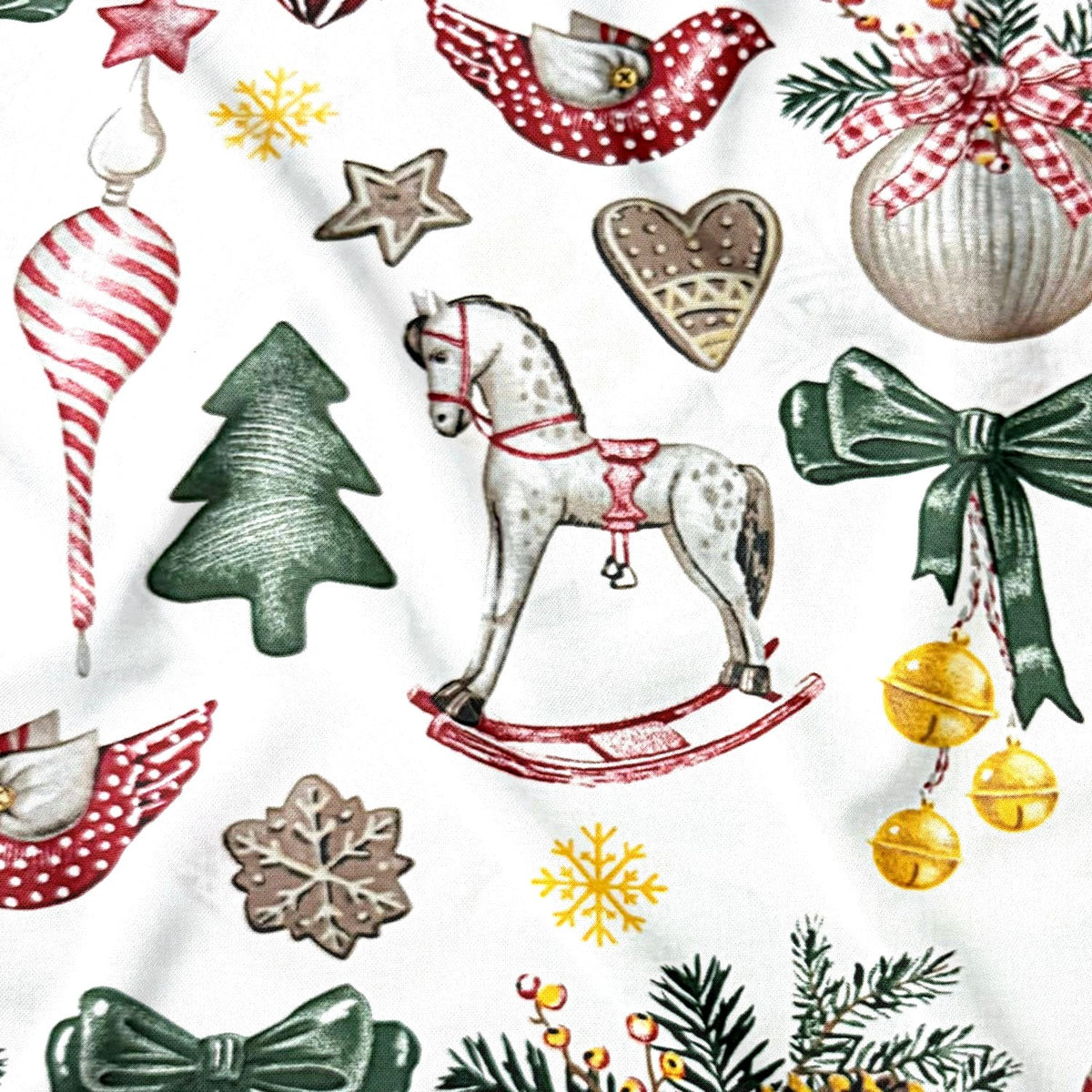 Tissu en coton - Noël à bascule blanc II