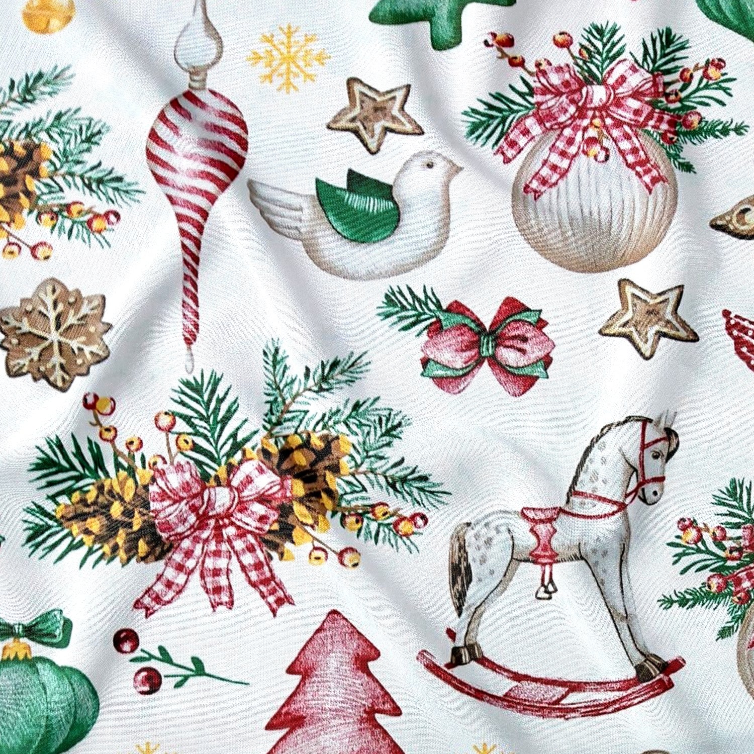 Tissu en coton - Noël à bascule blanc II