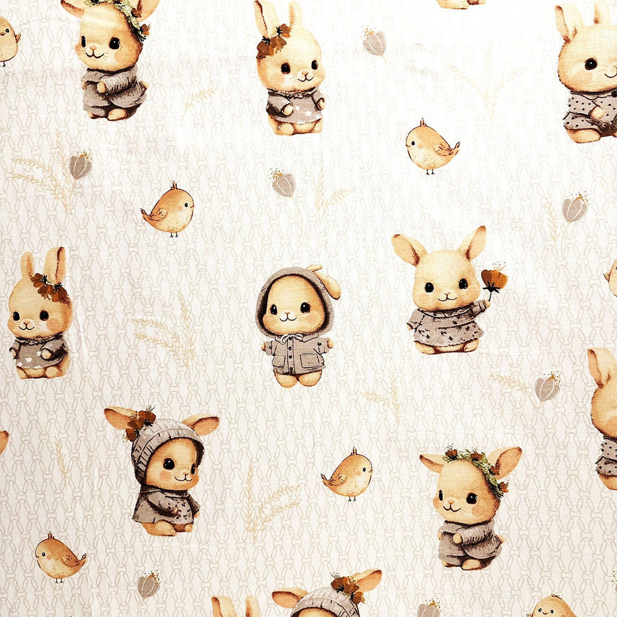 Cotton Fabric - Baby Bunny, Beige