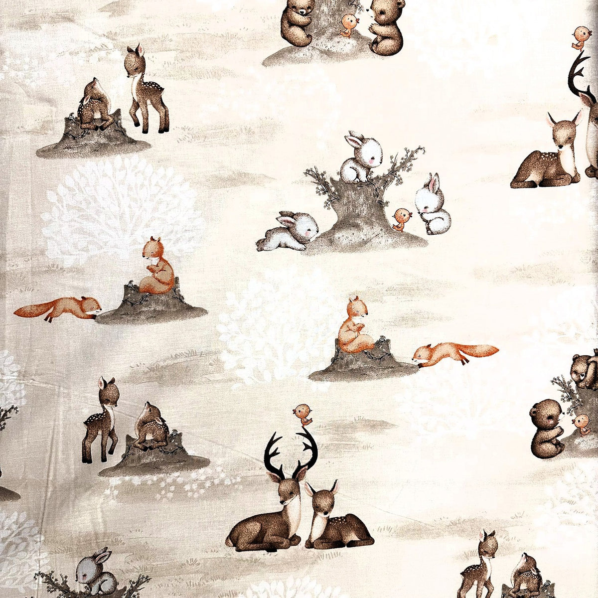 Cotton Fabric - Baby Zoo, Beige
