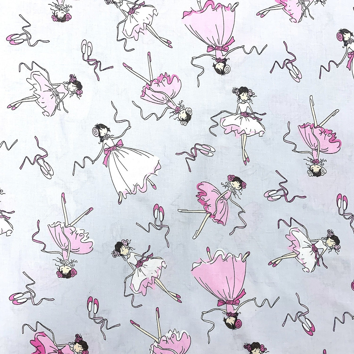 Cotton Fabric - Ballerinas Grey