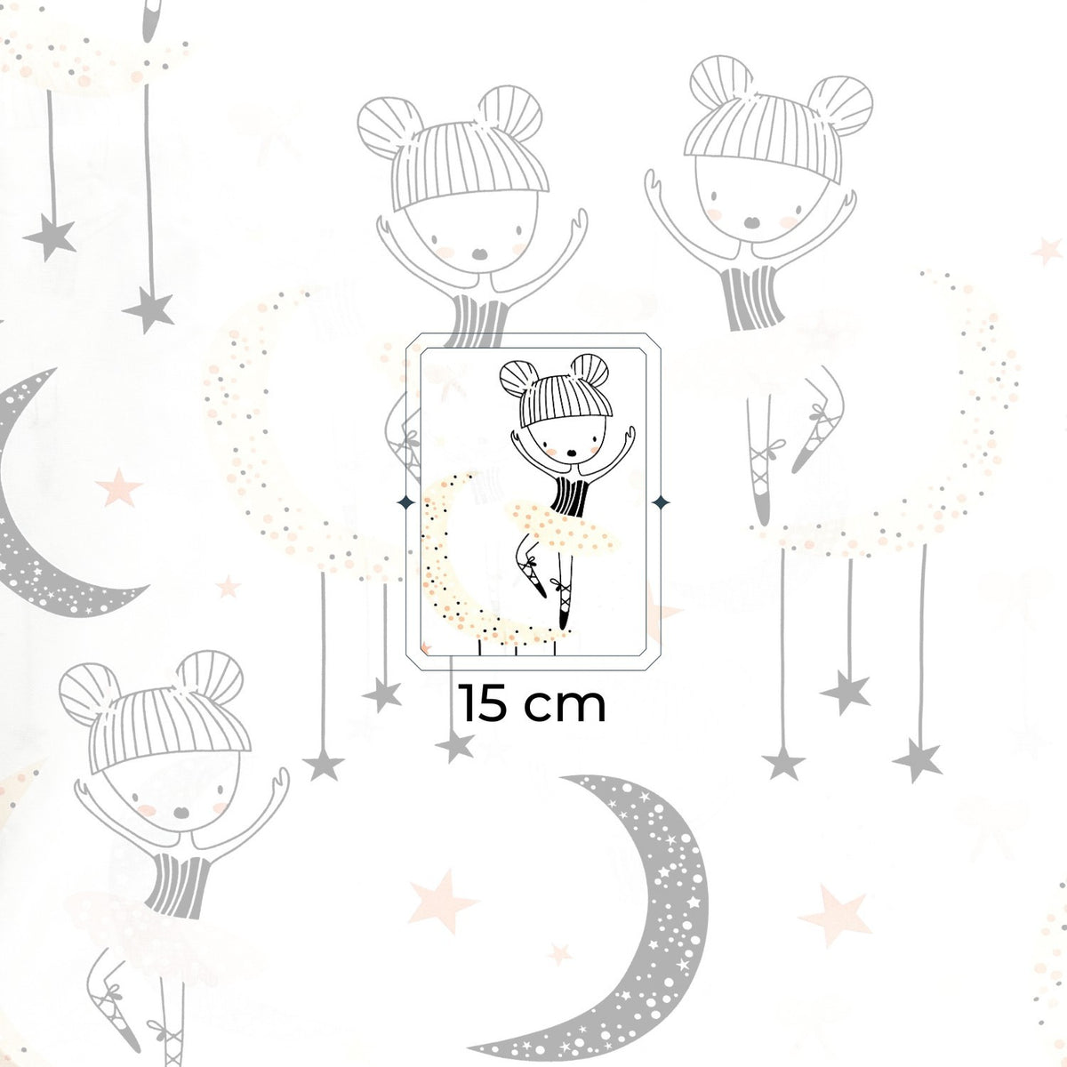 Cotton Fabric - Ballerinas and Stars