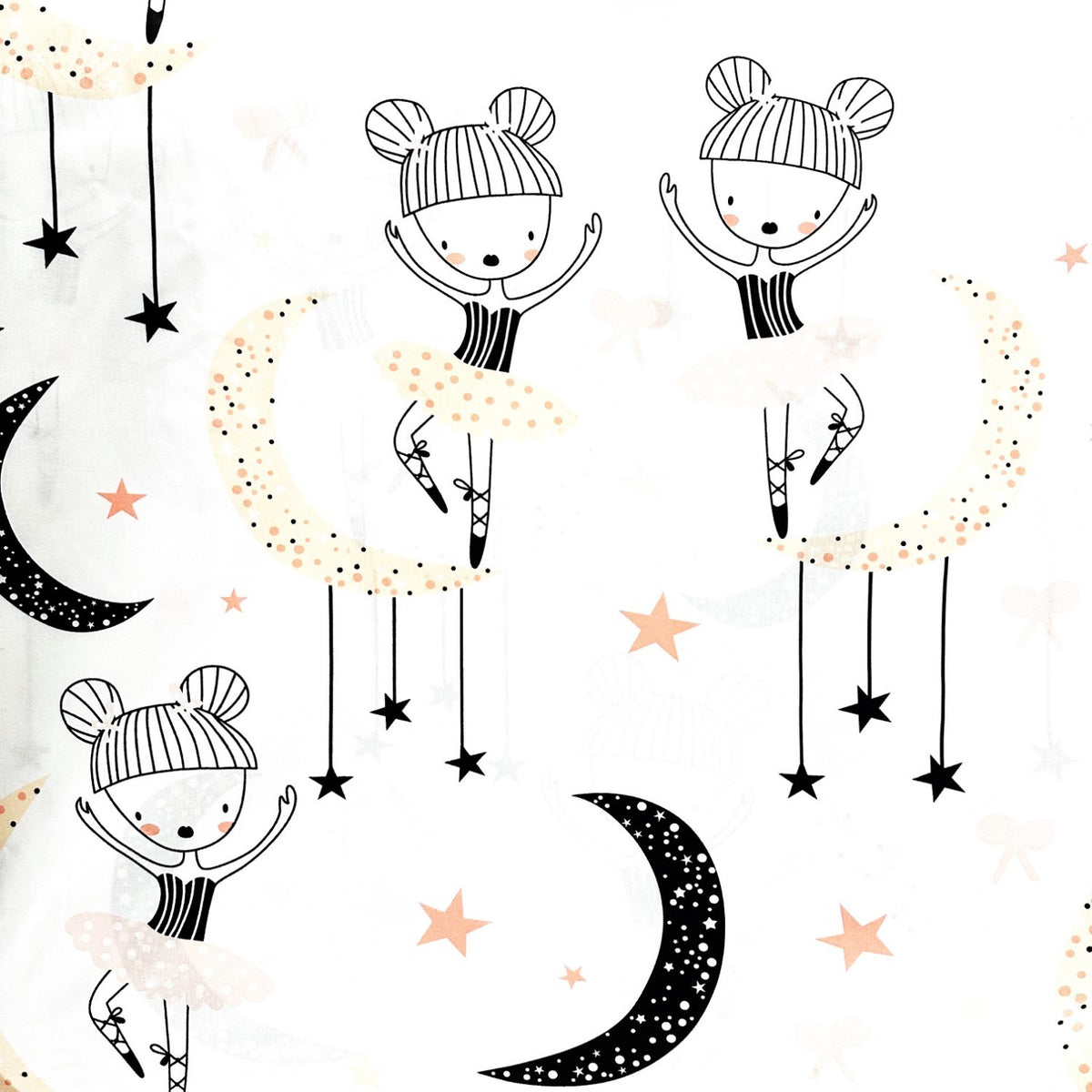Cotton Fabric - Ballerinas and Stars
