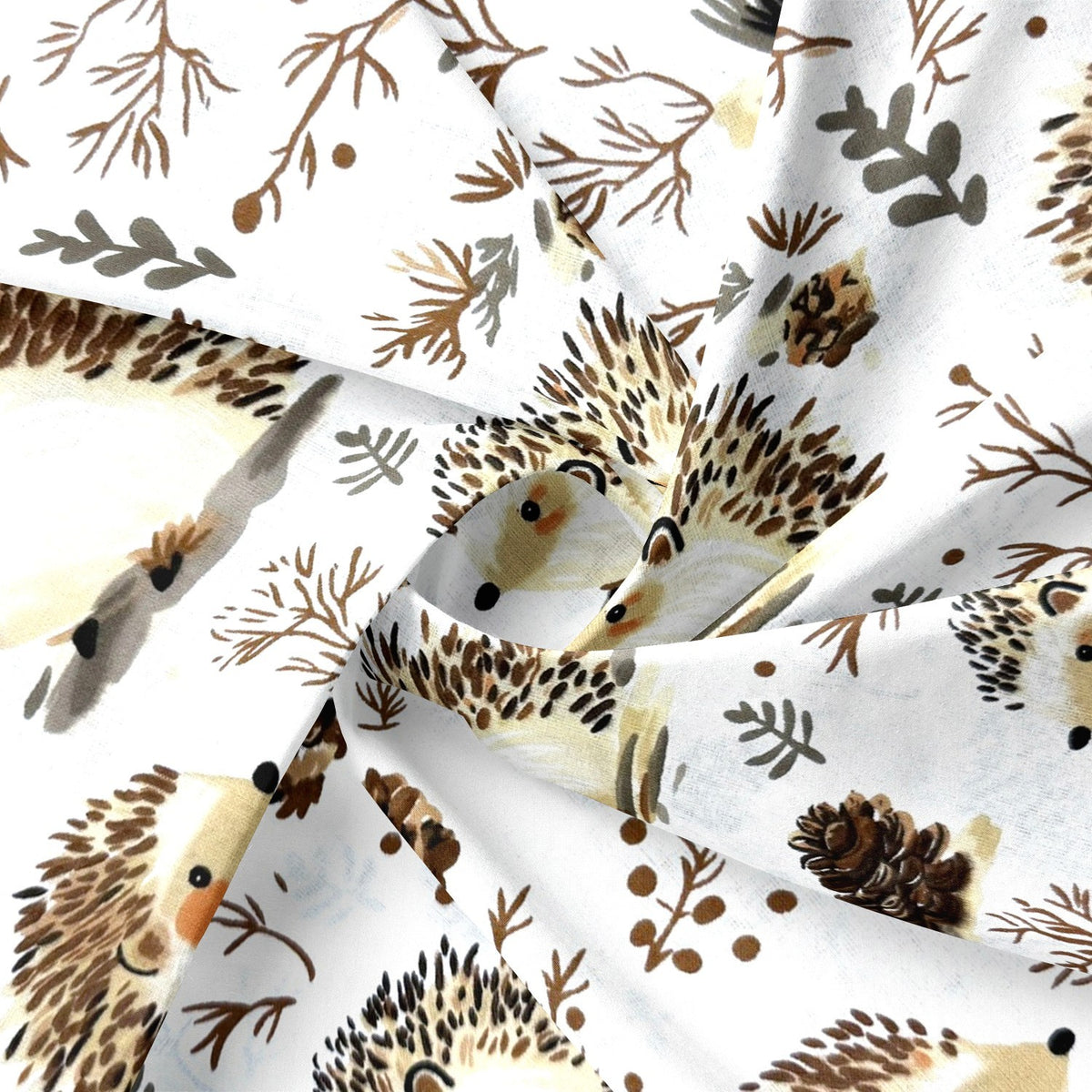 Cotton Fabric - Beige Hedgehogs