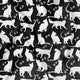 Tissu en coton - Grands chats blancs sur fond noir