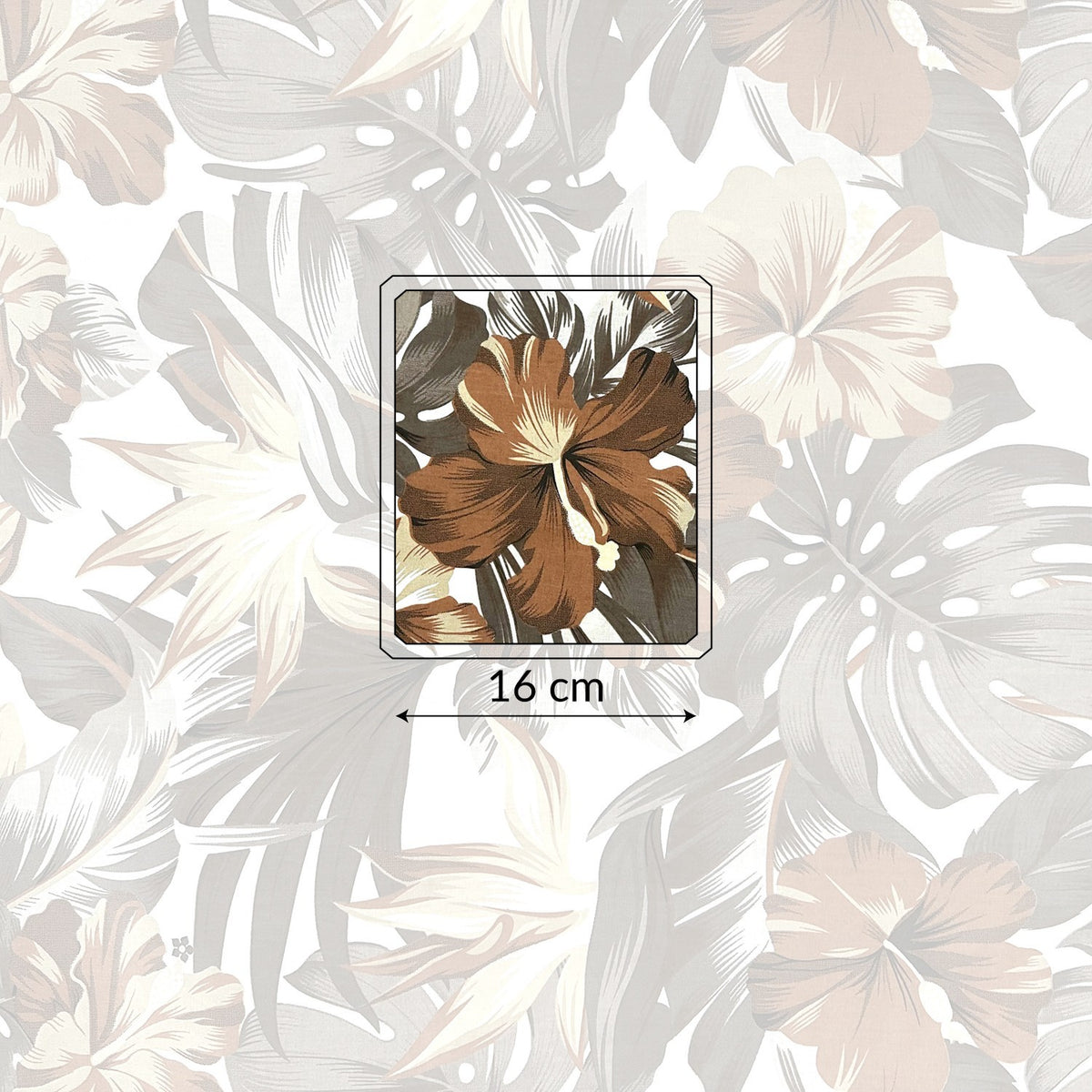 Cotton Fabric - Brown Monstera on White