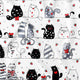 Tissu en coton - Chats sur une corde blanc