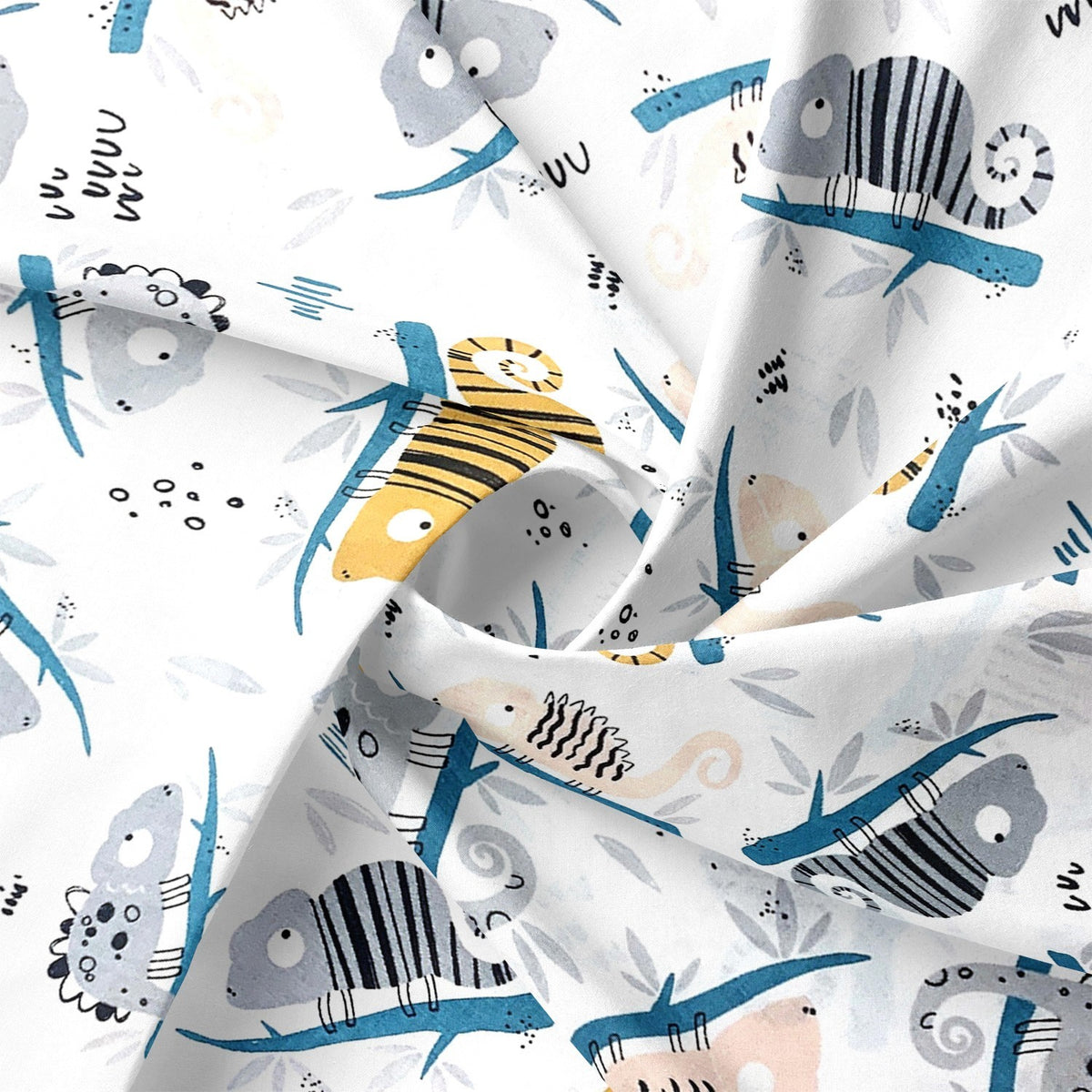 Cotton Fabric - Chameleon, Blue