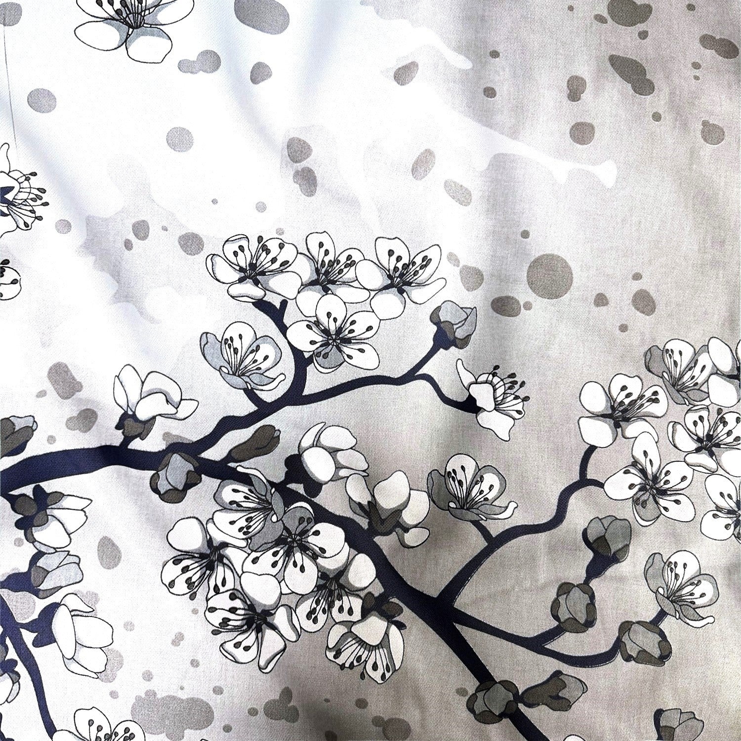 Cotton Fabric - Cherry Blossom on Gray