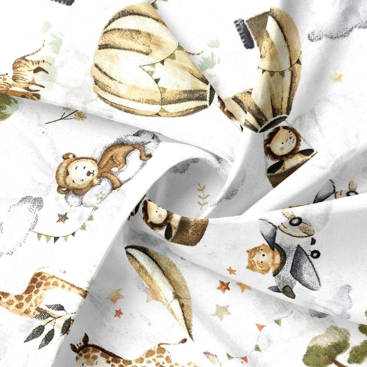 Cotton Fabric - Children's safari, Beige