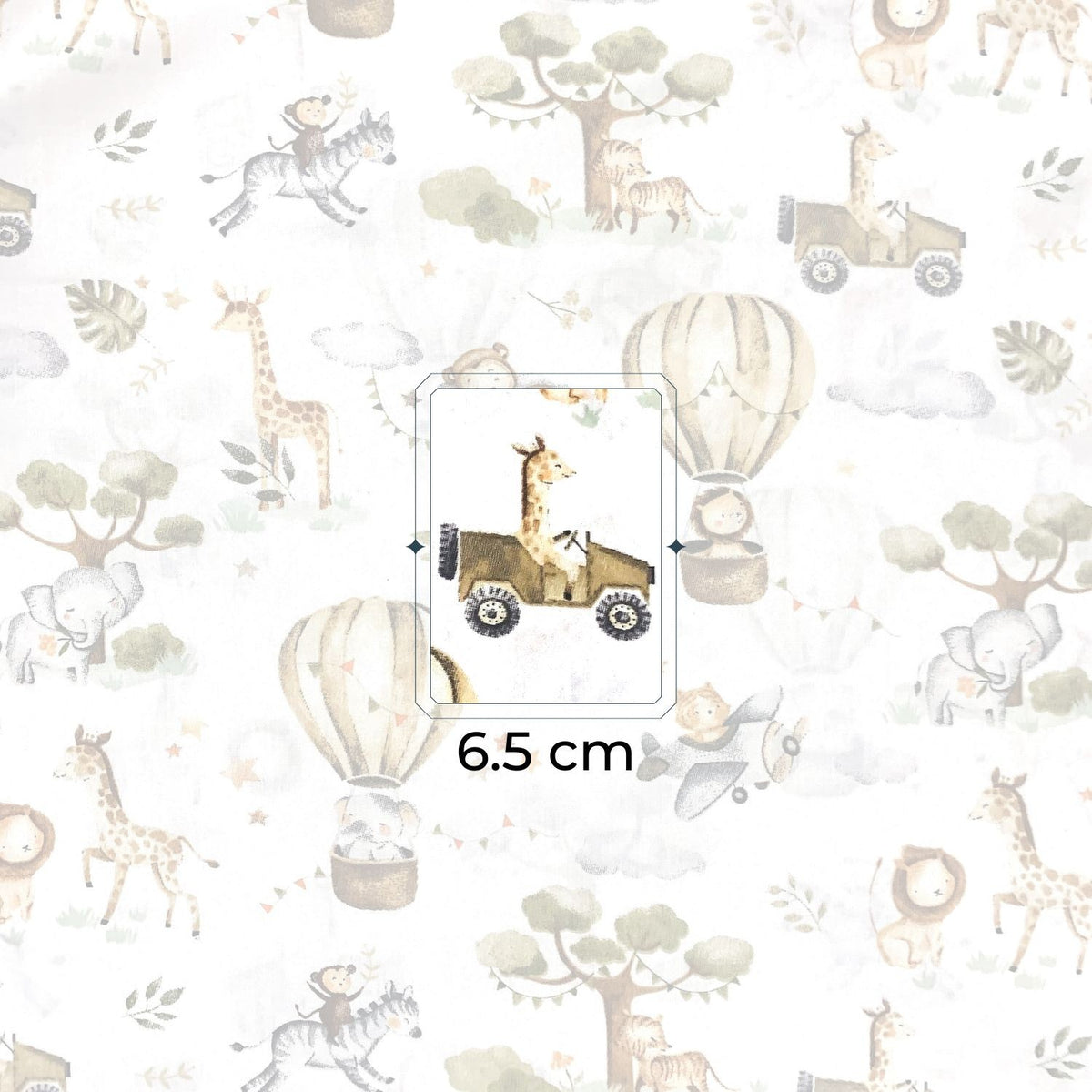 Cotton Fabric - Children's safari, Beige