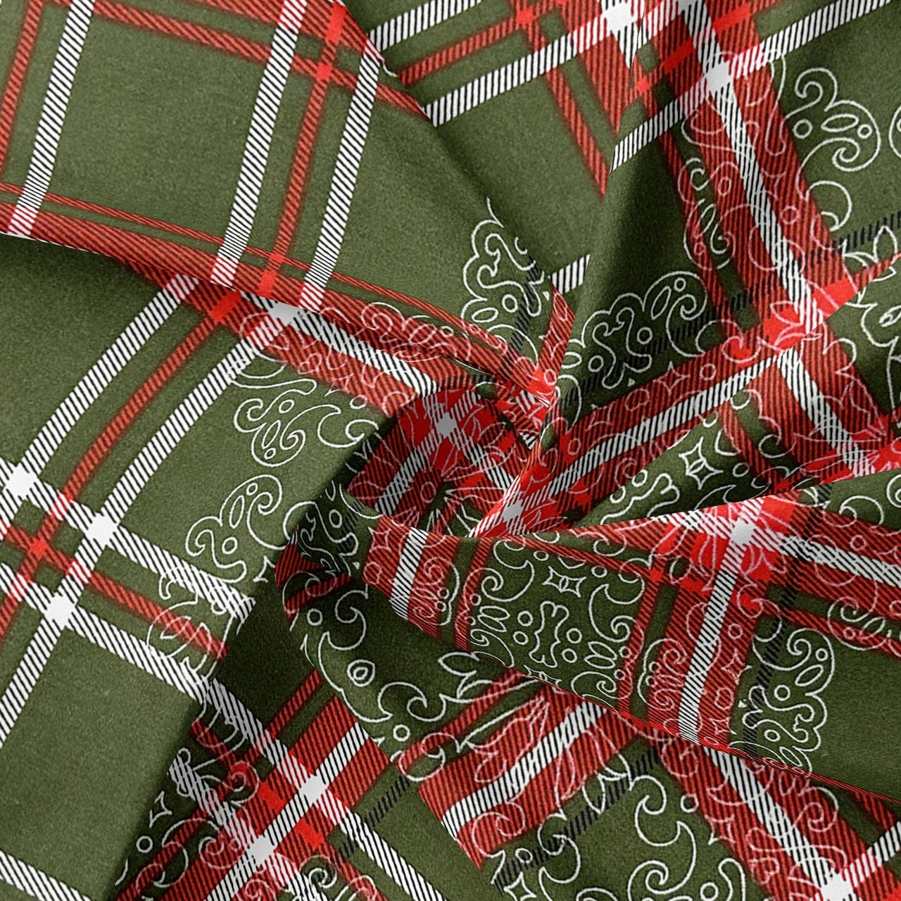 Cotton Fabric - Christmas Checkered Green