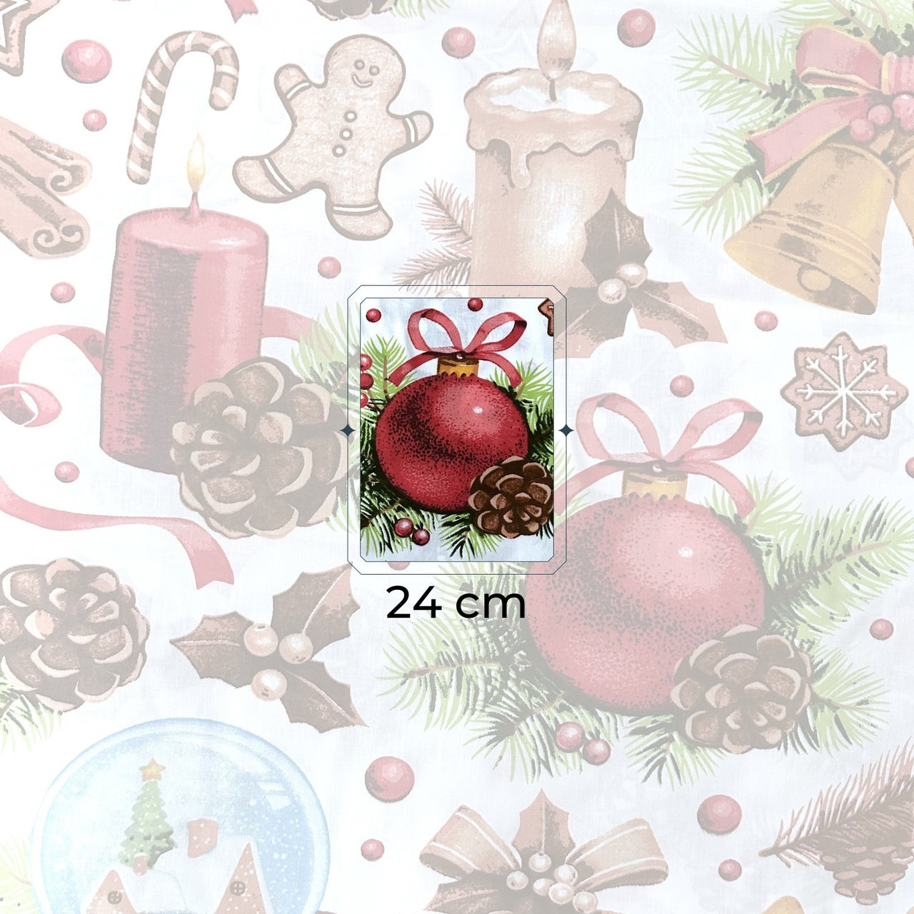Cotton Fabric - Christmas Decor, White