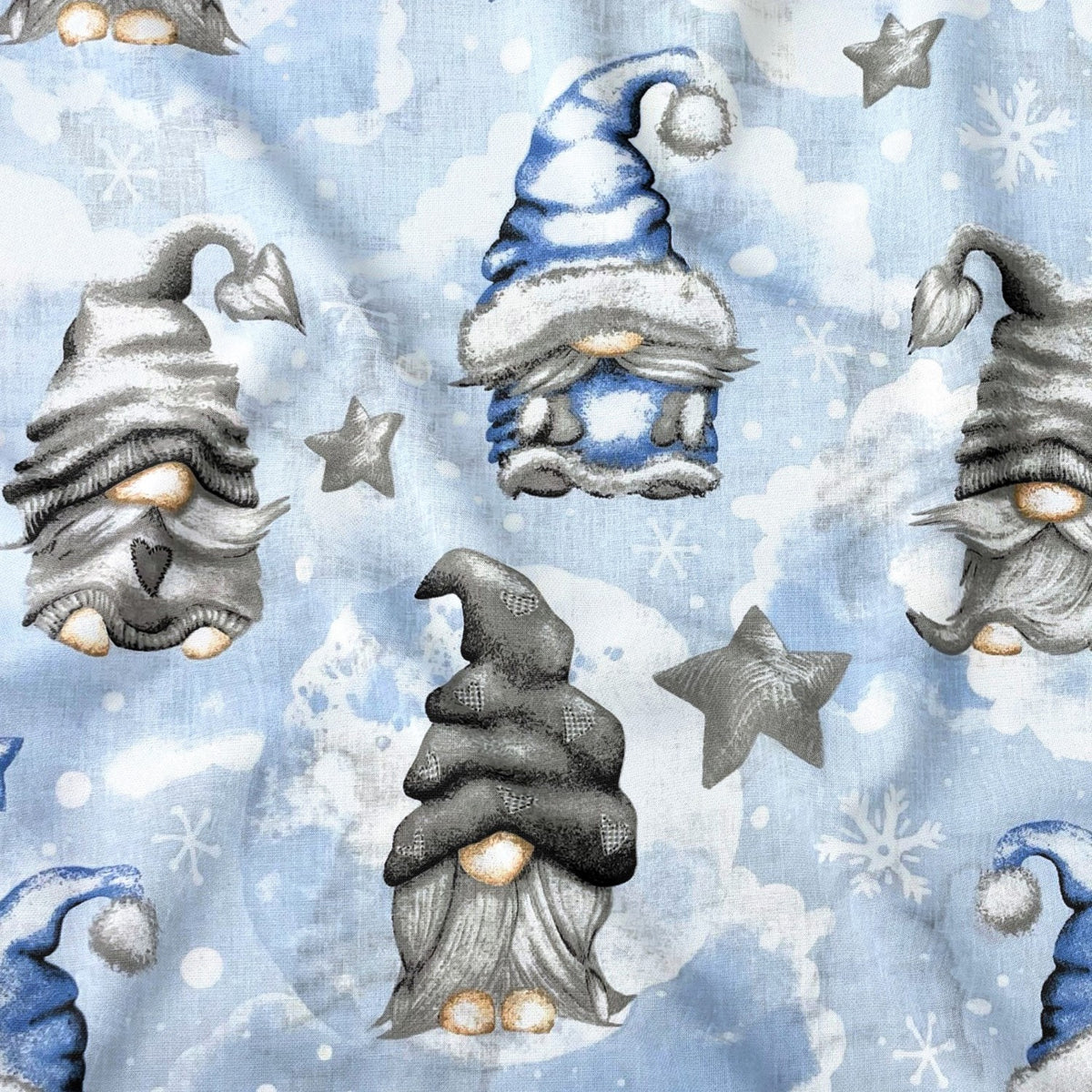 Cotton Fabric - Christmas Gnomes Blue II