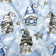 Tissu en coton - Lutins de Noël bleu II