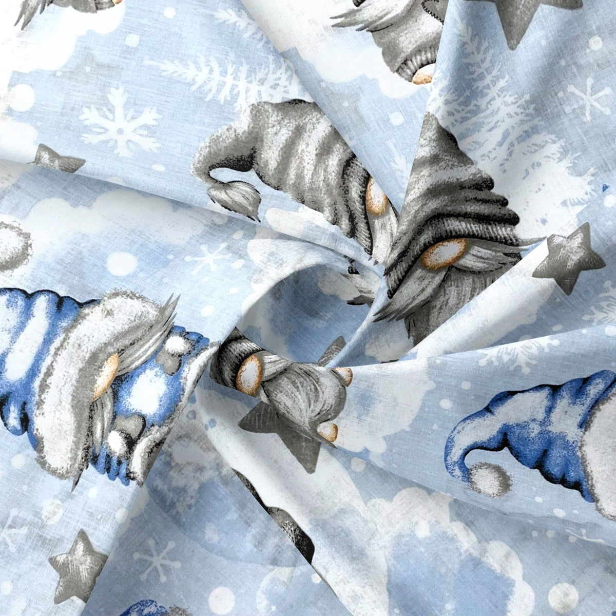 Cotton Fabric - Christmas Gnomes Blue II