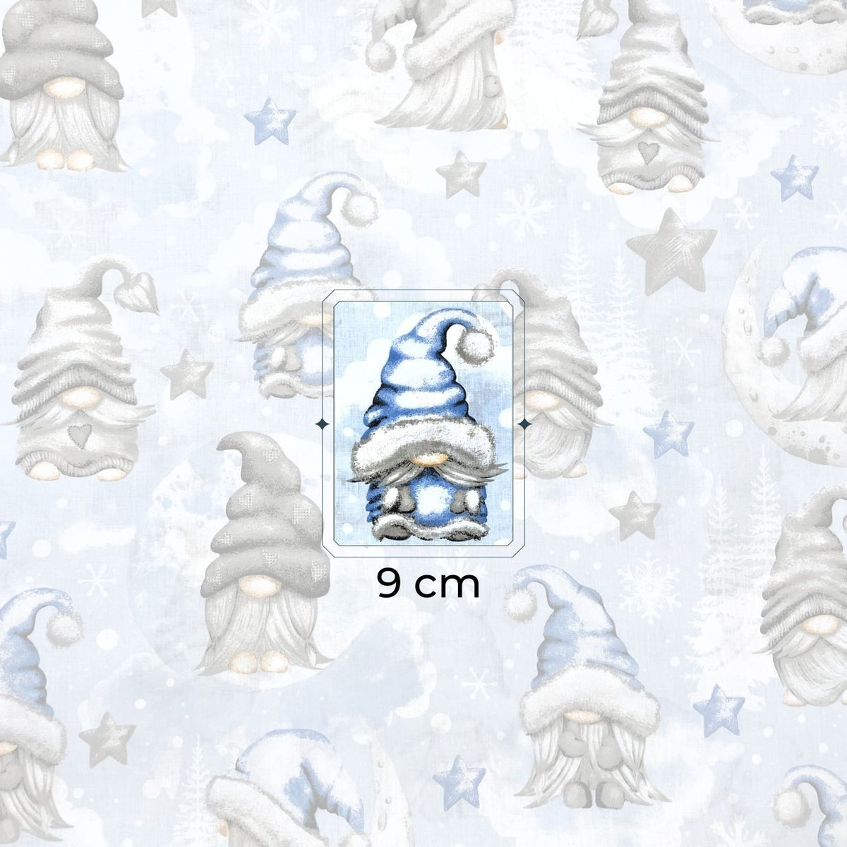 Cotton Fabric - Christmas Gnomes Blue II