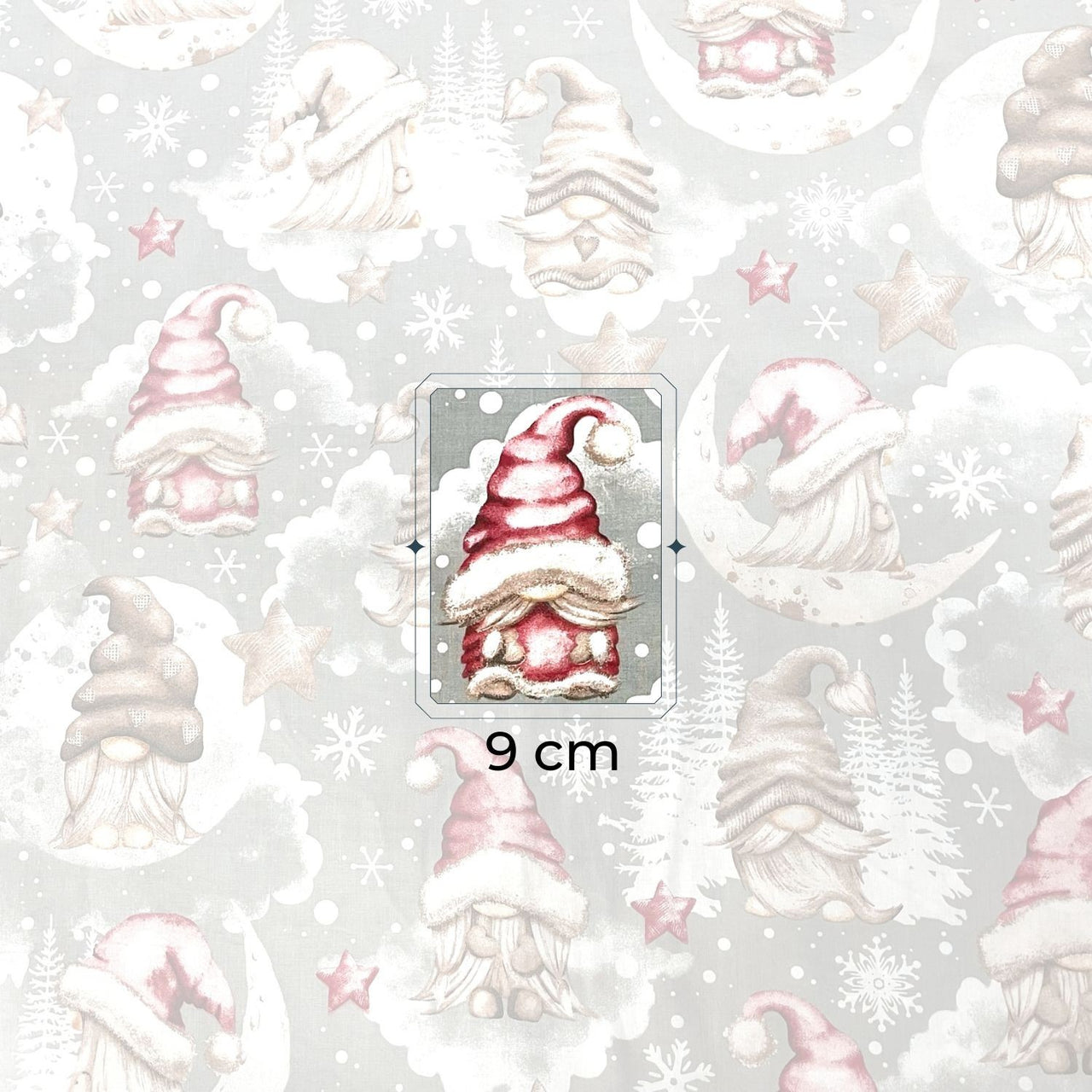 Cotton Fabric - Christmas Gnomes Red