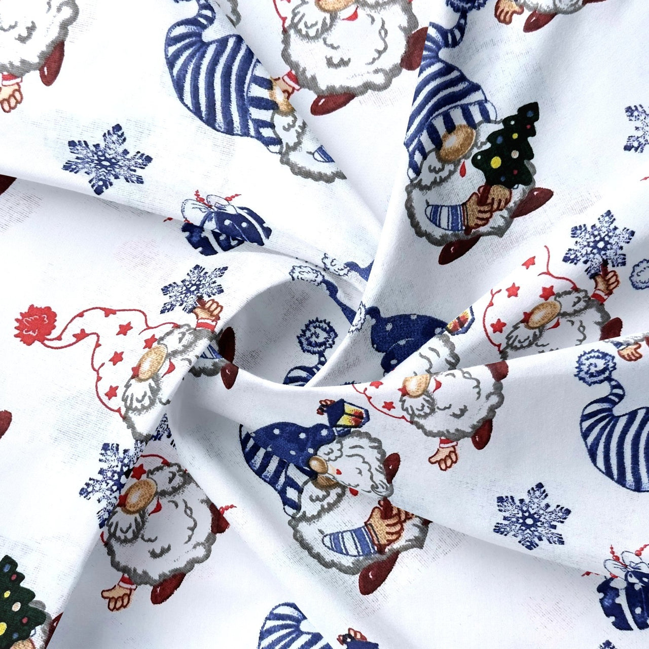 Cotton Fabric - Christmas Gnomes and Gadgets Navy Blue