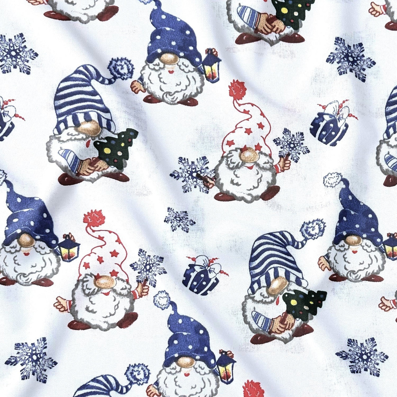 Cotton Fabric - Christmas Gnomes and Gadgets Navy Blue