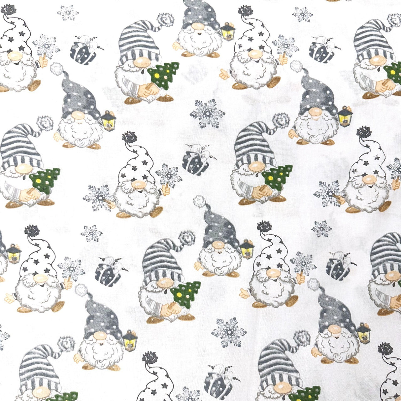Cotton Fabric - Christmas Gnomes and gadgets