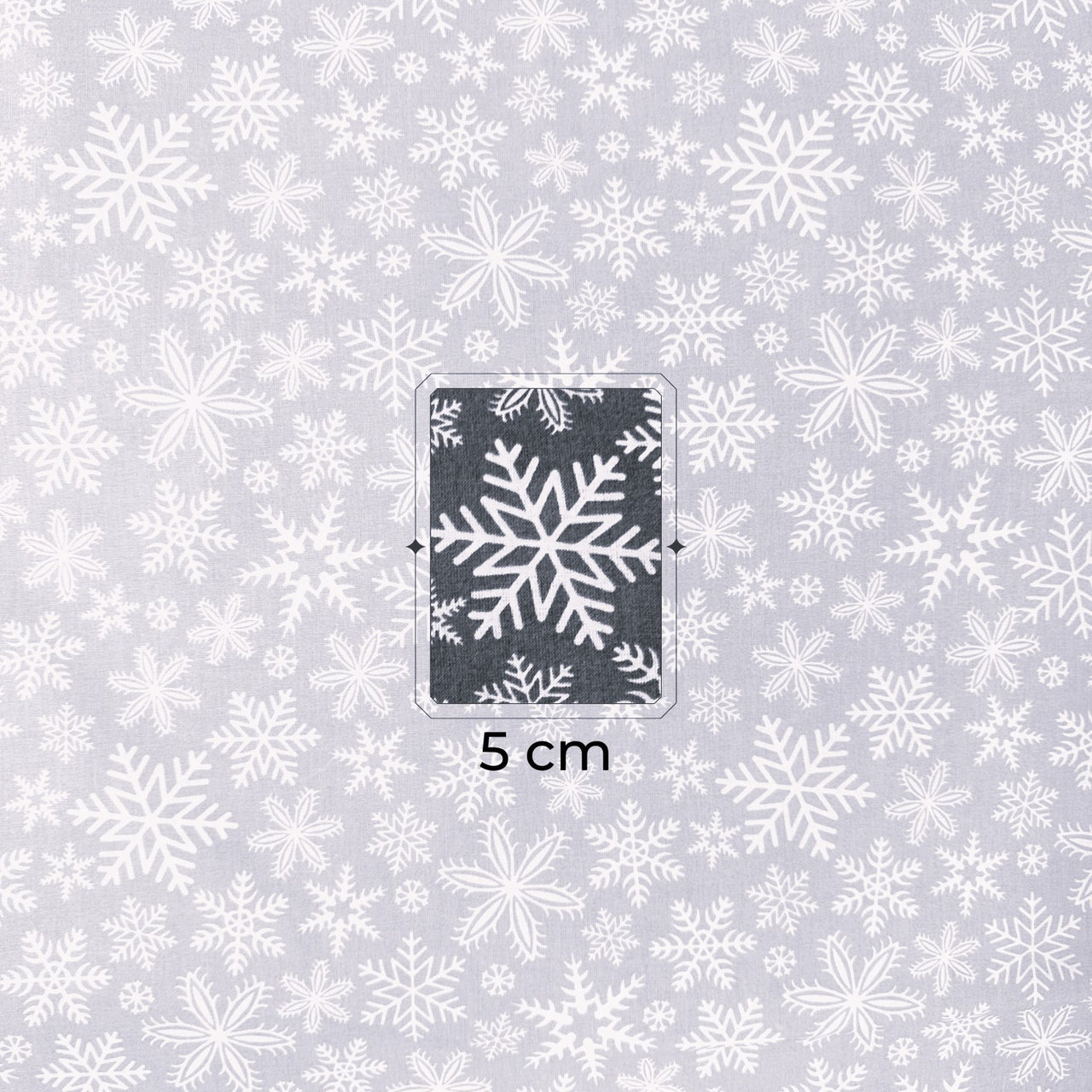 Cotton Fabric - Christmas Grey Snowflakes