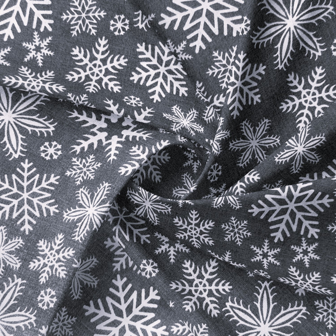 Cotton Fabric - Christmas Grey Snowflakes