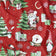 Tissu en coton - Rennes de Noël et Père Noël, rouge