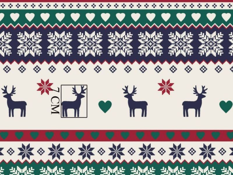 Cotton Fabric - Christmas Scandinavian Reindeer Green
