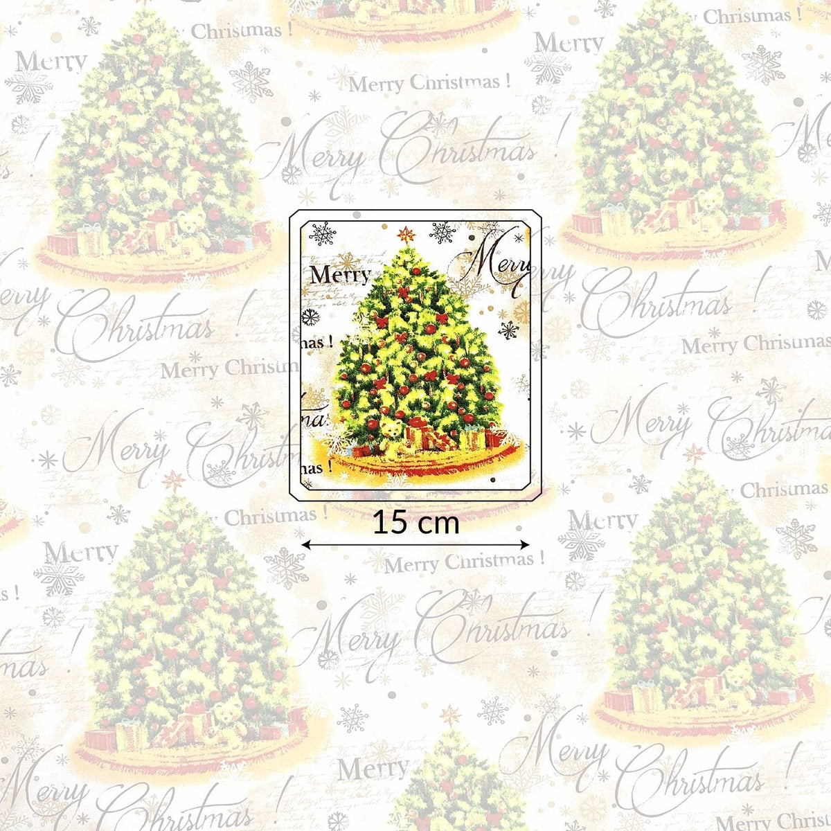 Cotton Fabric - Christmas Trees with Wishes
