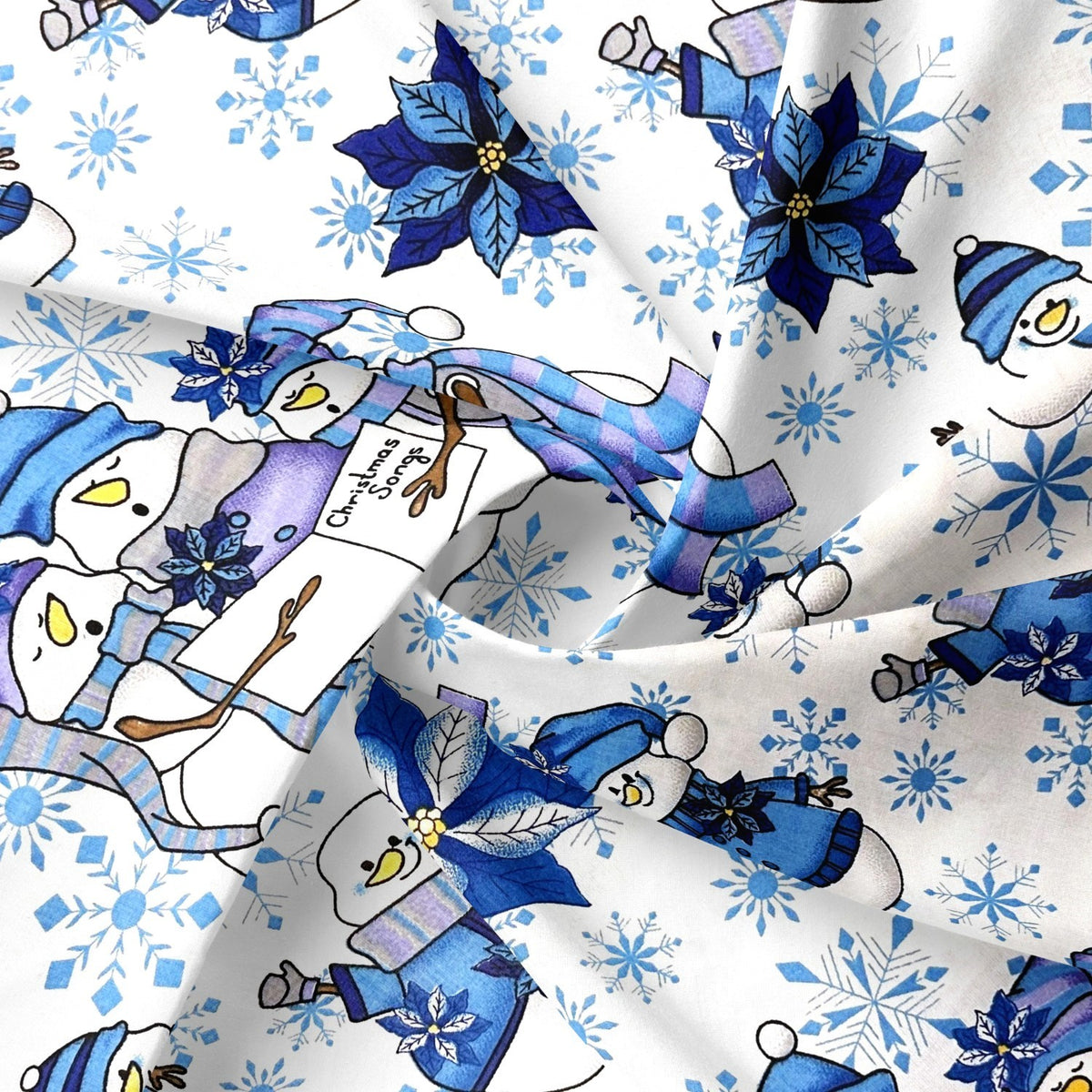 Cotton Fabric - Christmas blue snowmen