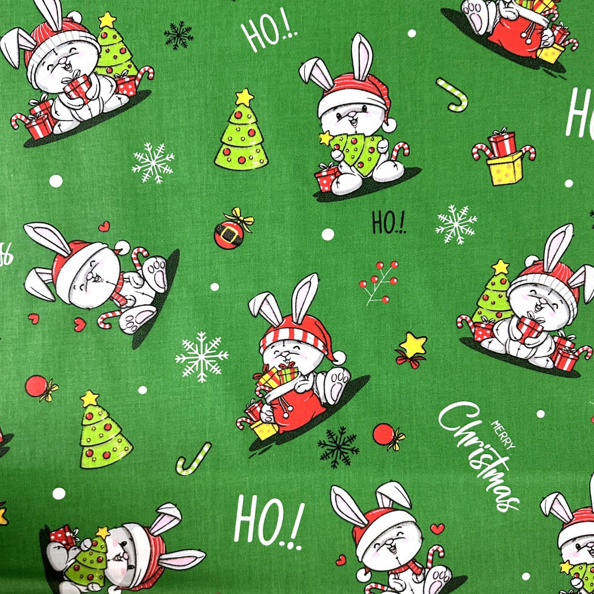 Cotton Fabric - Christmas bunnies