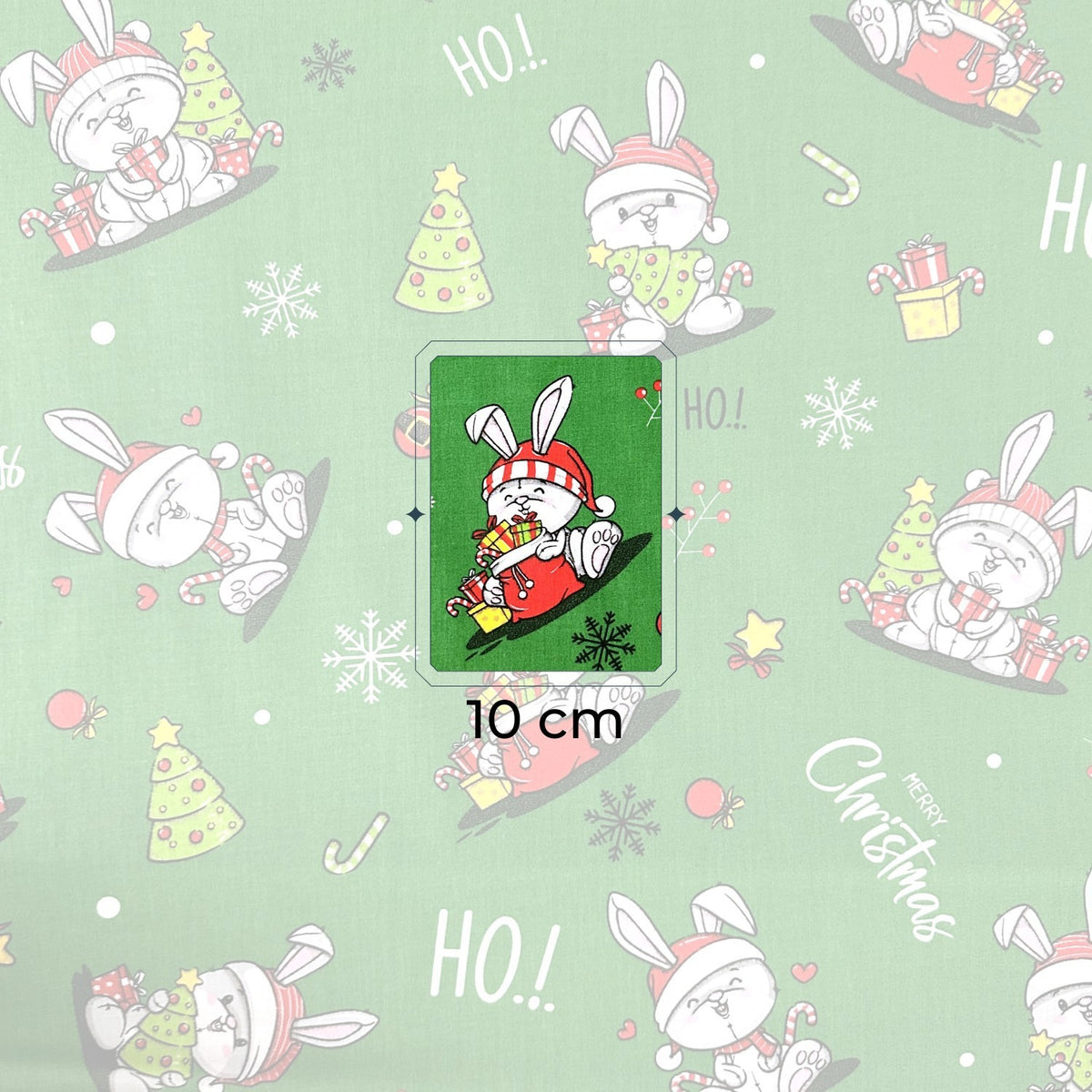 Cotton Fabric - Christmas bunnies
