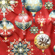 Tissu en coton - boules de Noël décoratives rouges