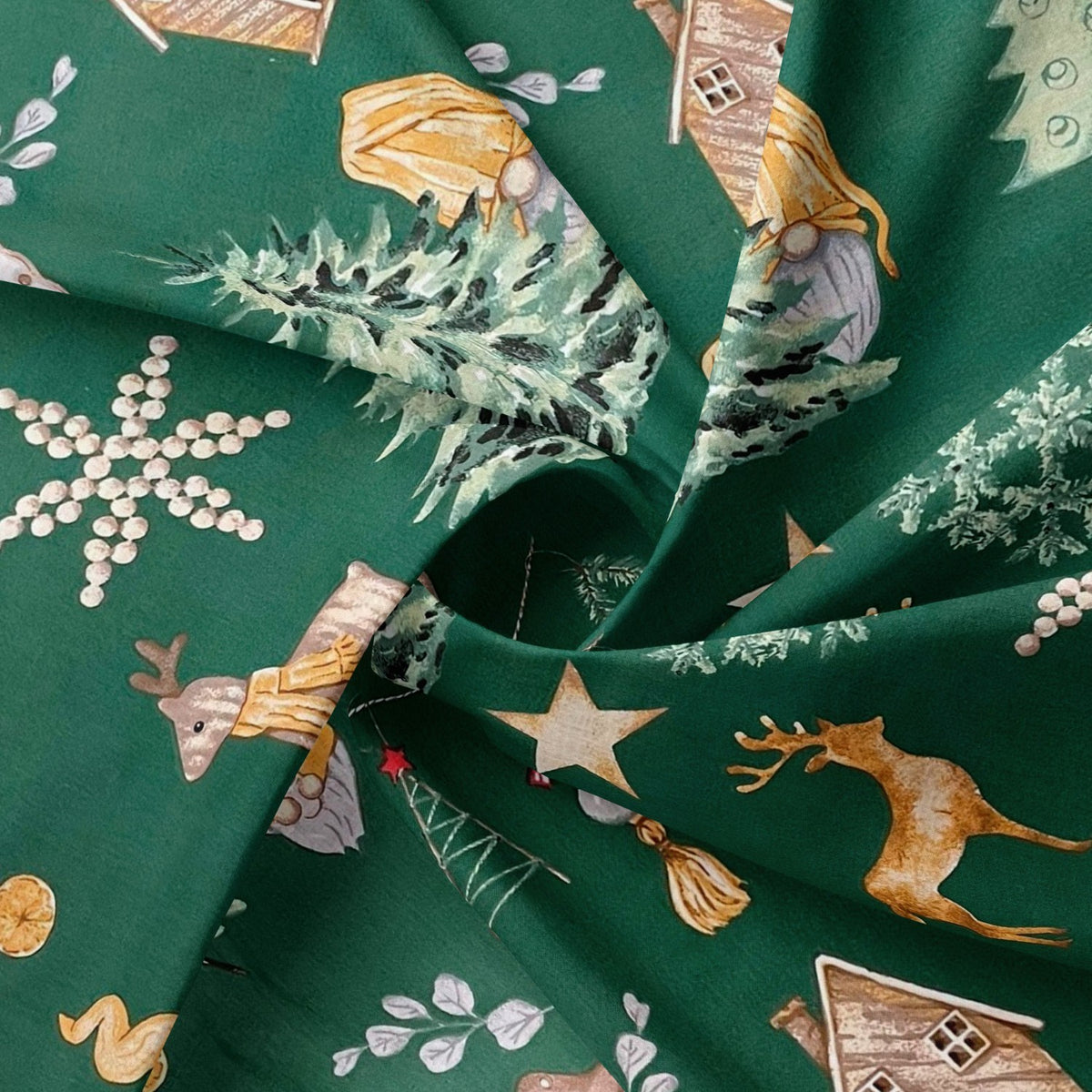 Cotton Fabric - Christmas mood, Green