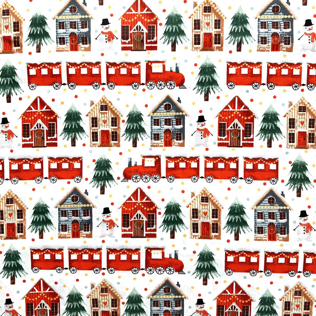 Cotton Fabric - Christmas train