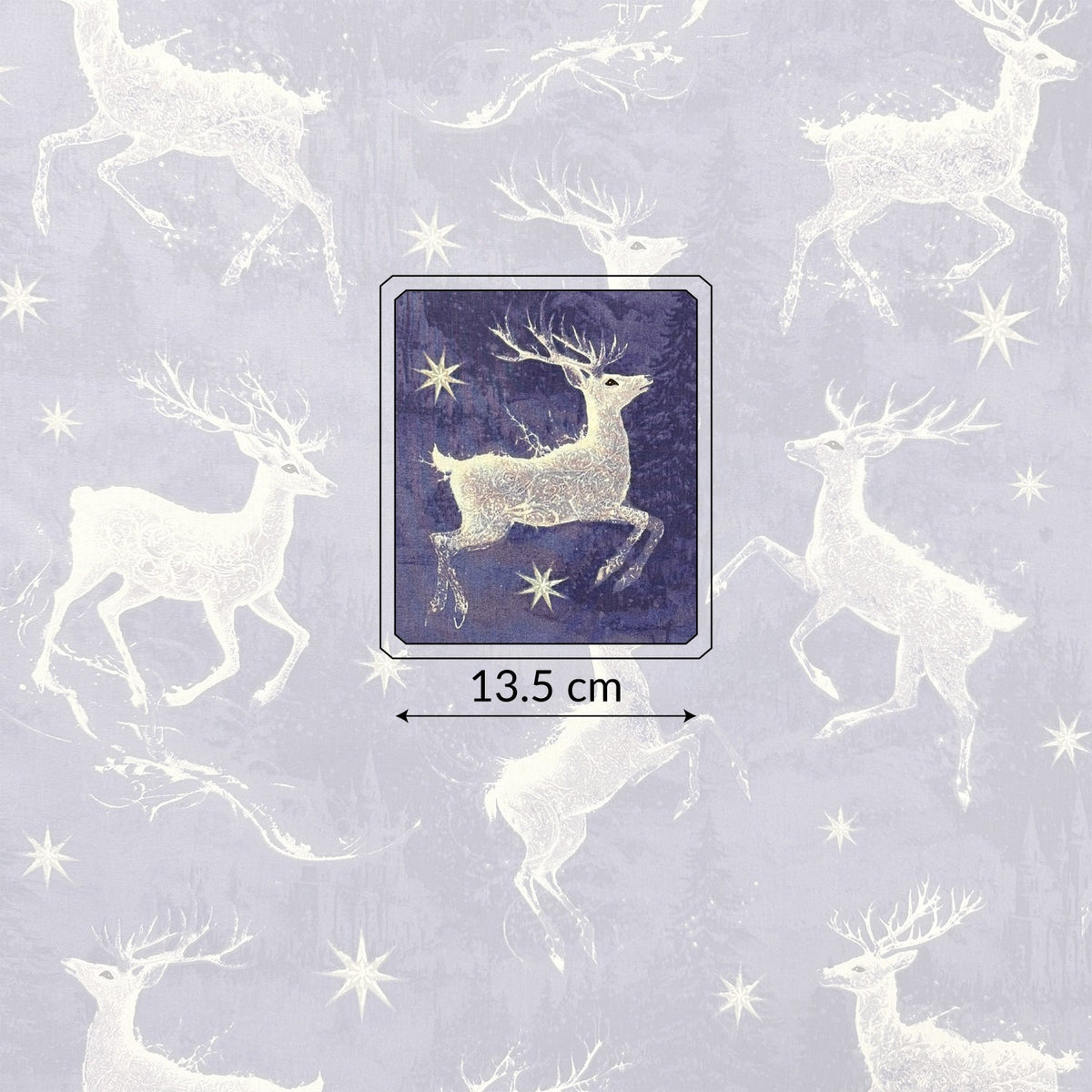 Cotton Fabric - Dark blue reindeers