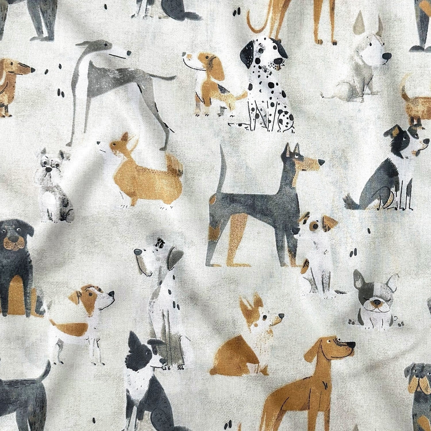 Cotton Fabric - Dog family
