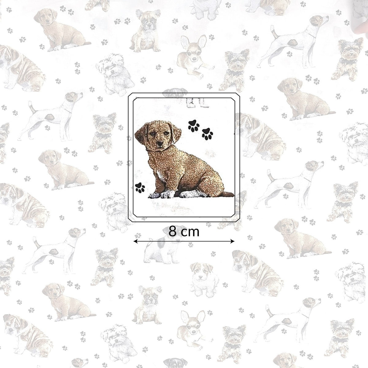 Cotton Fabric - Dogs Paws on White Background
