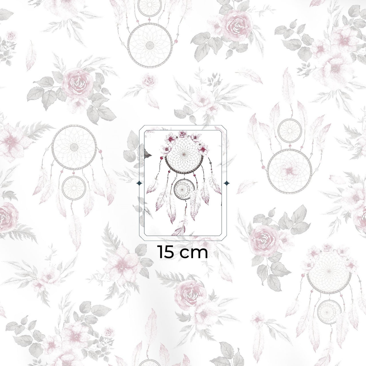 Cotton Fabric - Dream Catchers Roses Maroon