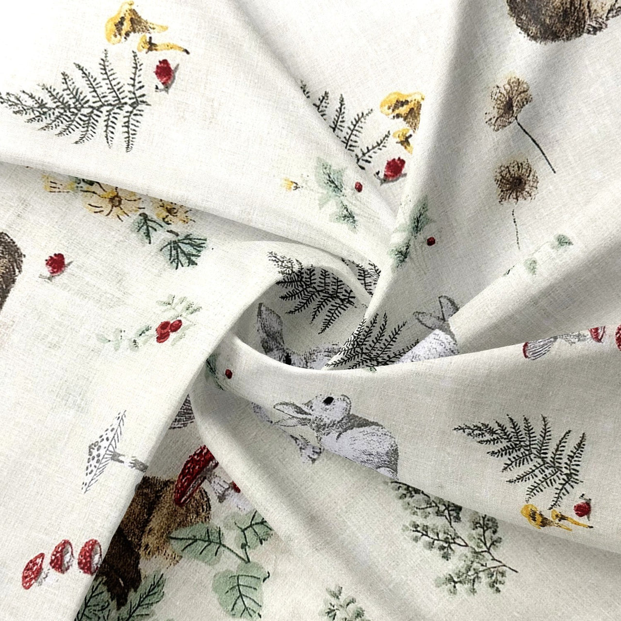 Cotton Fabric - Fox and Squirrel in the Autumn Forest